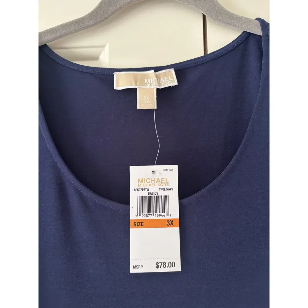 Michael Kors Navy Blue Women's 3X Cutout Sleeve Top